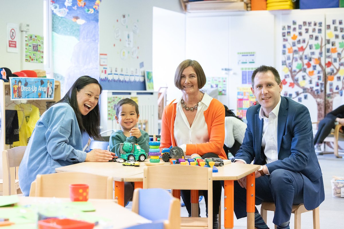 Pictured at a parent and child group at the Centre is Kaori Noritake and her son Haru Parad along with Hill Street FRC Manager Eileen Smith and Barry Groake, Bank of Ireland O’Connell Street branch manager.
