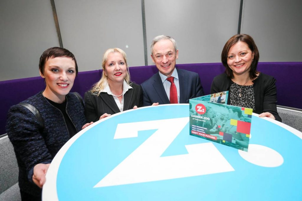 Pictured are Jackie Slattery, Director at Career Zoo, Julie Sharp, Head of Group HR, Bank of Ireland, Minister Richard Bruton and Cathy Donnelly, HR Director, Liberty IT at the launch of Career Zoo