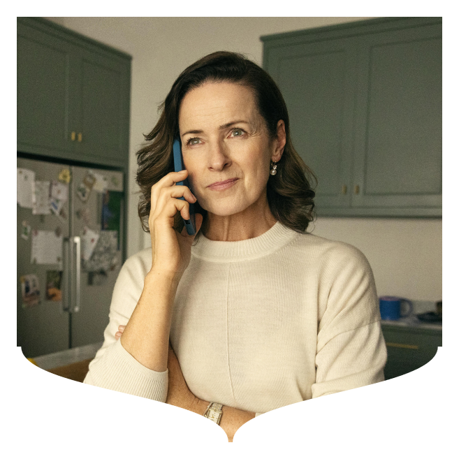 A woman on the phone.